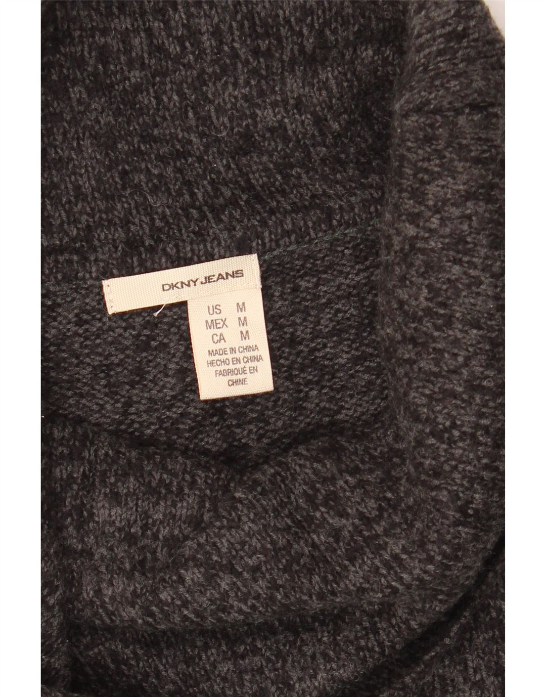 DKNY Womens Roll Neck Jumper Sweater UK 14 Medium Grey Acrylic Vintage Dkny and Second-Hand Dkny from Messina Hembry 