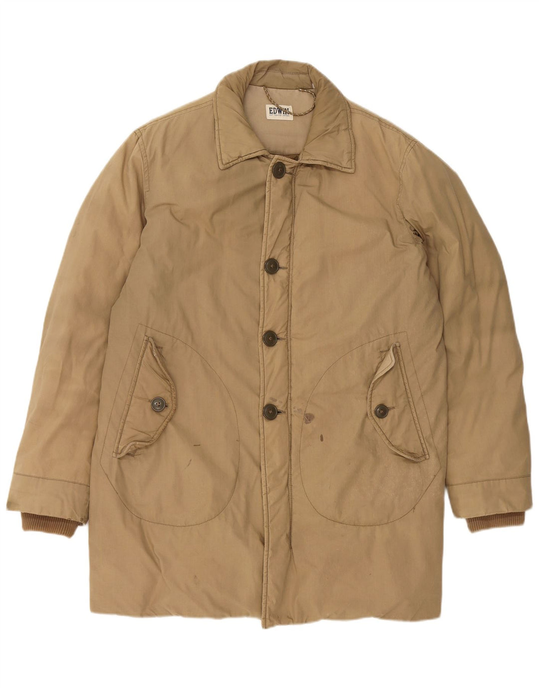 EDWIN Wattierter Herrenmantel UK 38 Mittelbeige Baumwolle