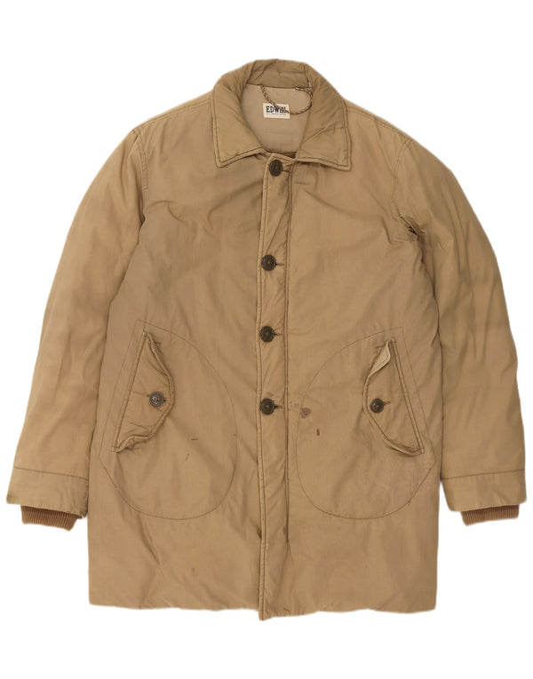 EDWIN Mens Padded Coat UK 38 Medium Beige Cotton