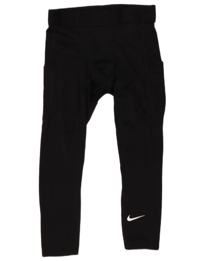 Nike Damen Tight Fit Crop Leggings UK 12 Mittelschwarzes Polyester