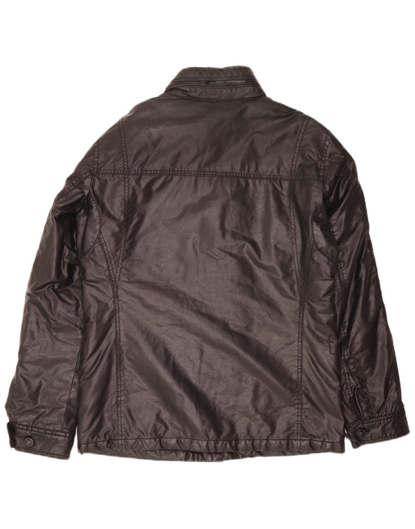 Strellson Herren-Utility-Jacke aus gewachster Baumwolle, IT 50, Größe L, schwarze Baumwolle