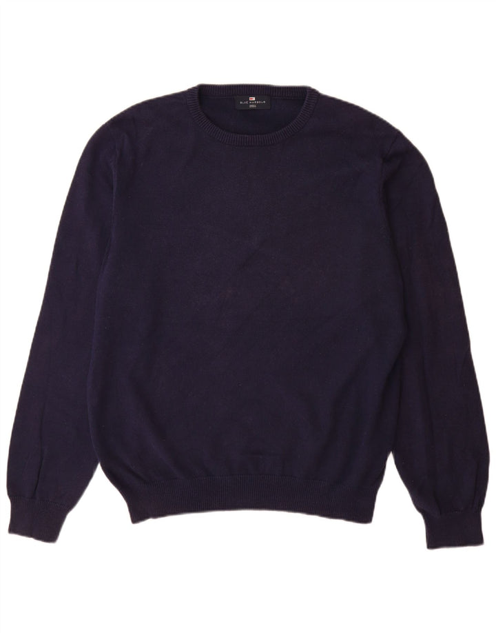 Marks & Spencer Herren Blauer Harbor-Pullover mit Rundhalsausschnitt Mittelmarineblau