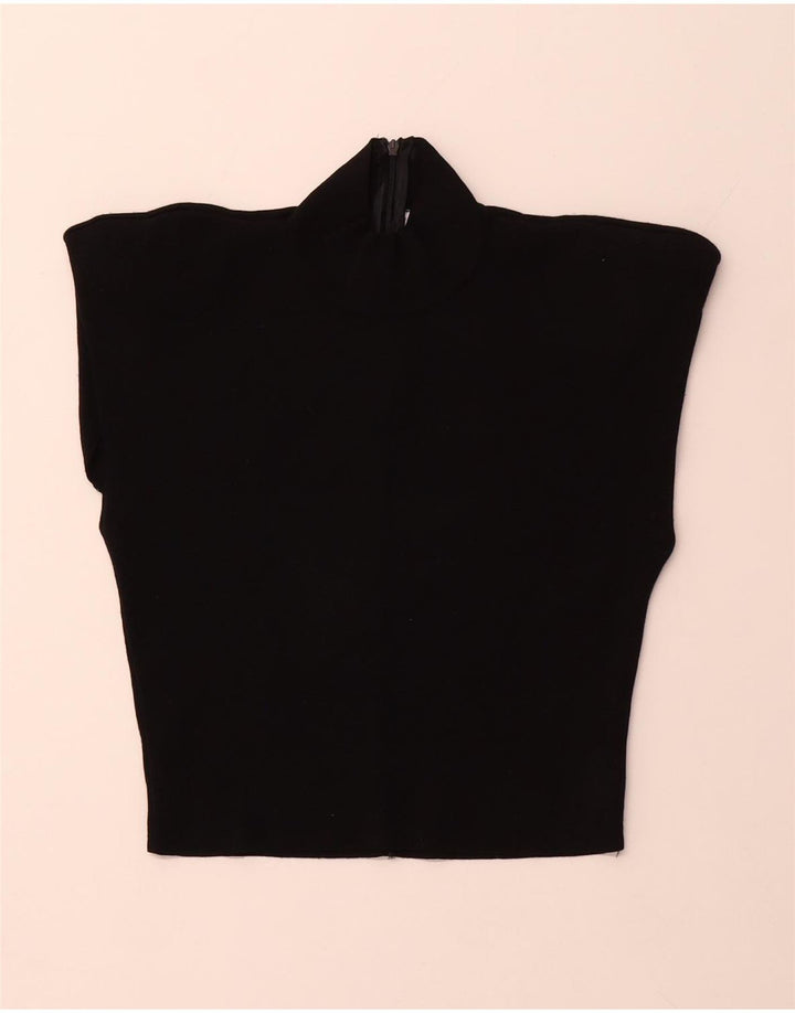 ZARA Damen Crop Rollkragenpullover Pullover UK 12 Medium Schwarz