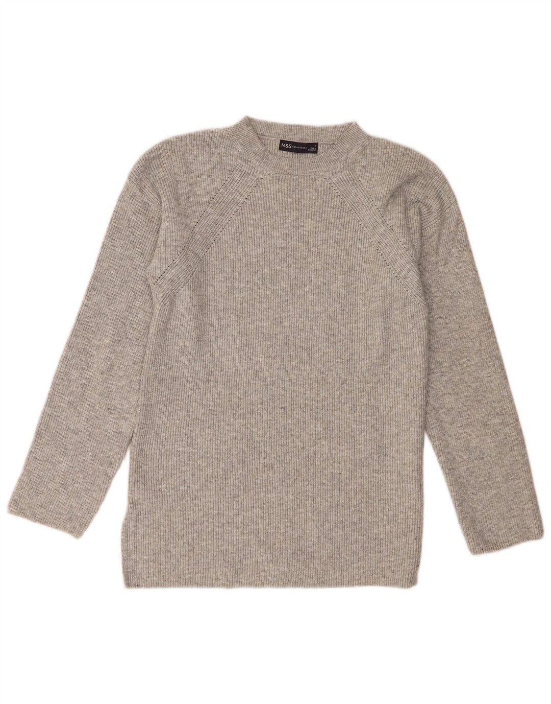 Marks & Spencer Damen-Pullover mit Rundhalsausschnitt, Gr. 12, Mittelgrau meliert