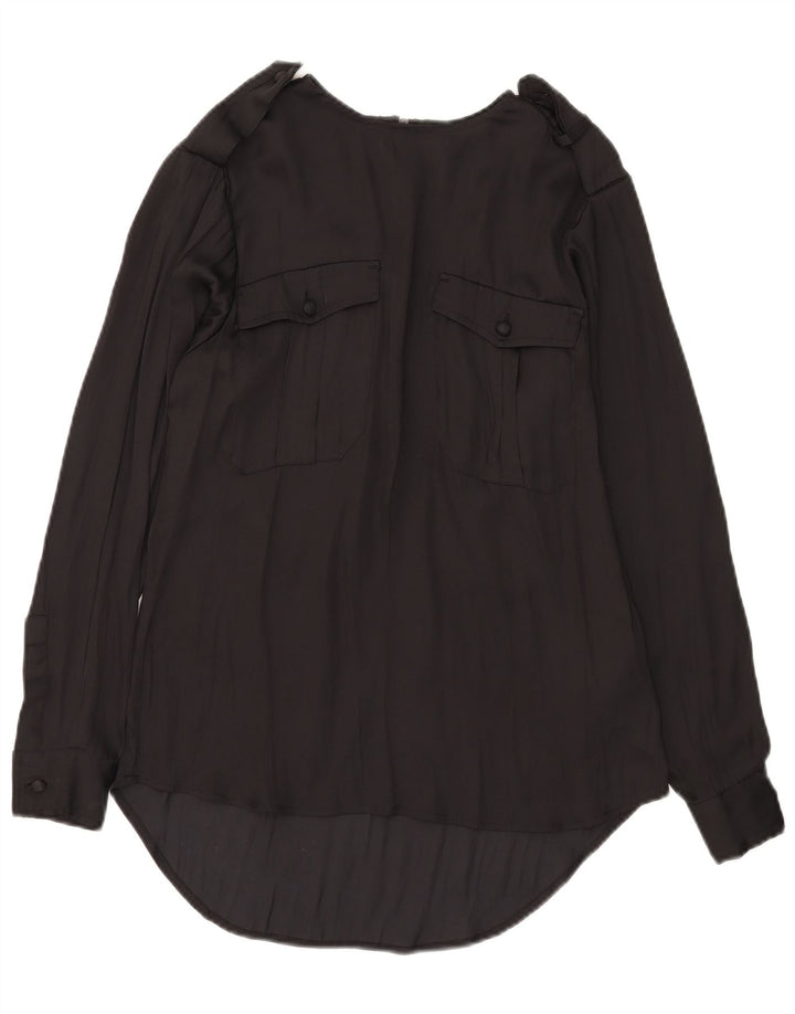 Replay Damen-Langarm-Blusenoberteil in Übergröße, UK 2 2XS, schwarzes Polyester