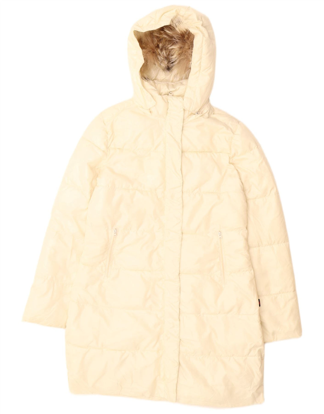 Kappa Womens Hooded Wattierter Mantel UK 12 Medium Off White Polyester