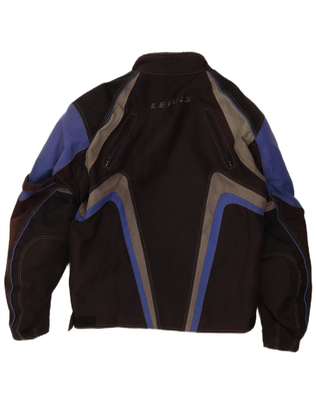 Lewis Herren Graphic Racer Jacke UK 38 Mittelschwarzes Colourblock-Nylon
