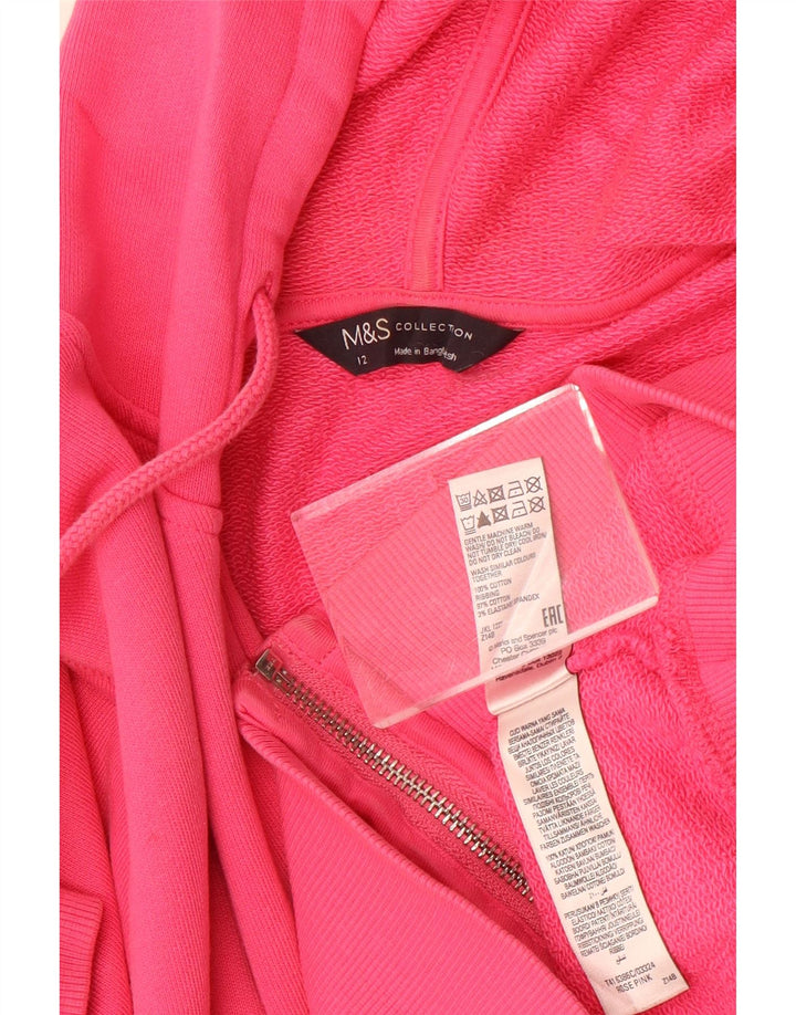 Marks & Spencer Damen-Kapuzenpullover mit Reißverschluss, UK 12, mittelrosa, Baumwolle