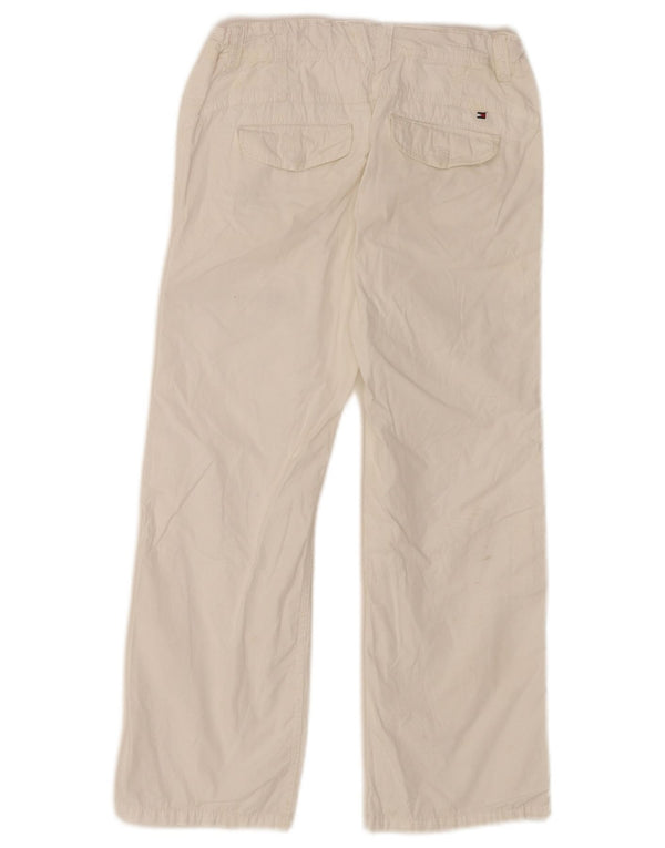 Tommy Hilfiger Mädchen-Cargohose mit weitem Bein, 7–8 Jahre, W24 L22, weiße Baumwolle