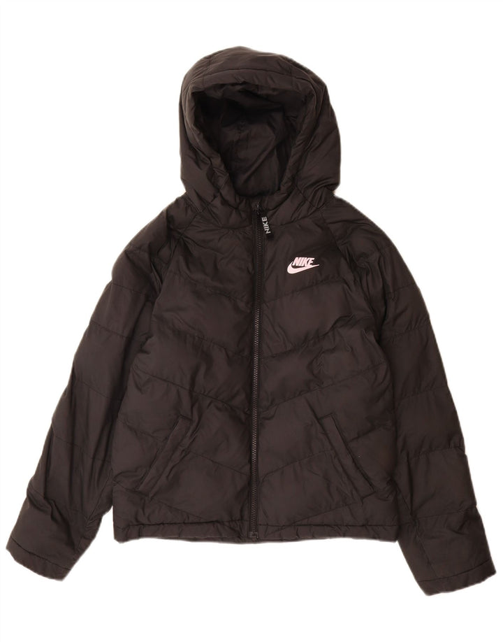 Nike Jungen-Kapuzenjacke, gepolstert, 10–11 Jahre, mittelgroßes schwarzes Polyester