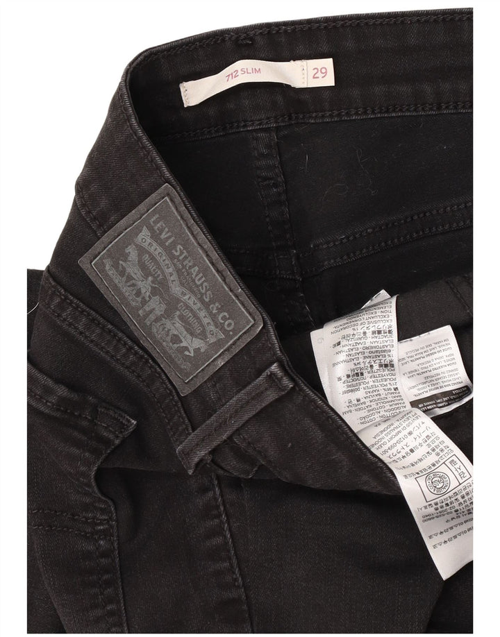 Levi's Damen 712 Slim Jeans W29 L27 Schwarze Baumwolle