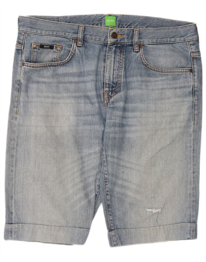 HUGO BOSS Herren Distressed Denim Shorts W36 Large Blau