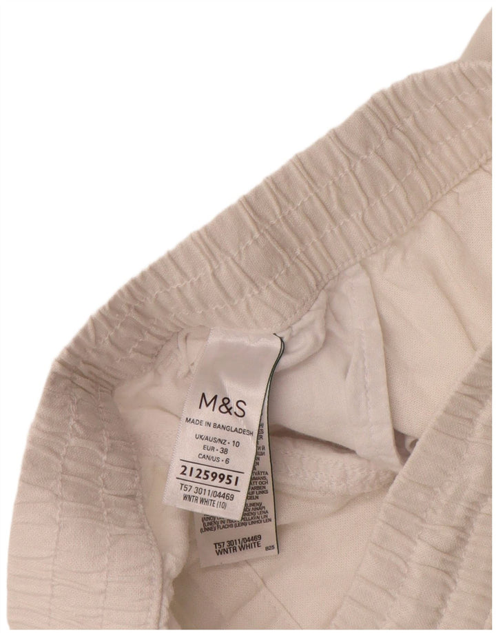 Marks & Spencer Damen Chinoshorts UK 10 Small W28 Weißes Leinen