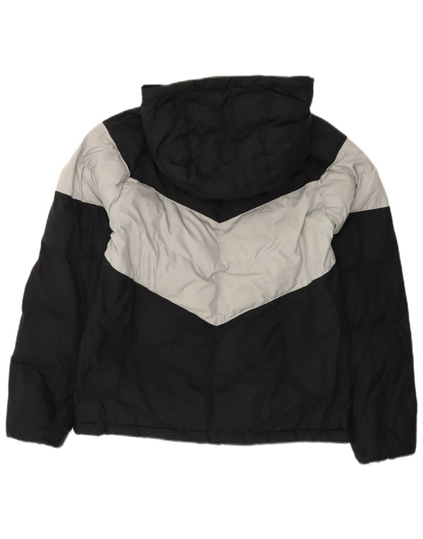 Nike Wattierte Jacke mit Kapuze für Jungen, 13–14 Jahre, XL, schwarzes Farbblock-Polyester