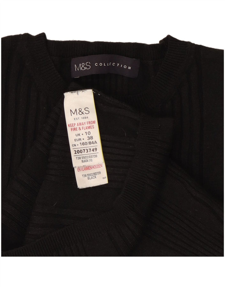 Marks & Spencer Damen Crop Crew Neck Pullover Pullover UK 10 Small Schwarz