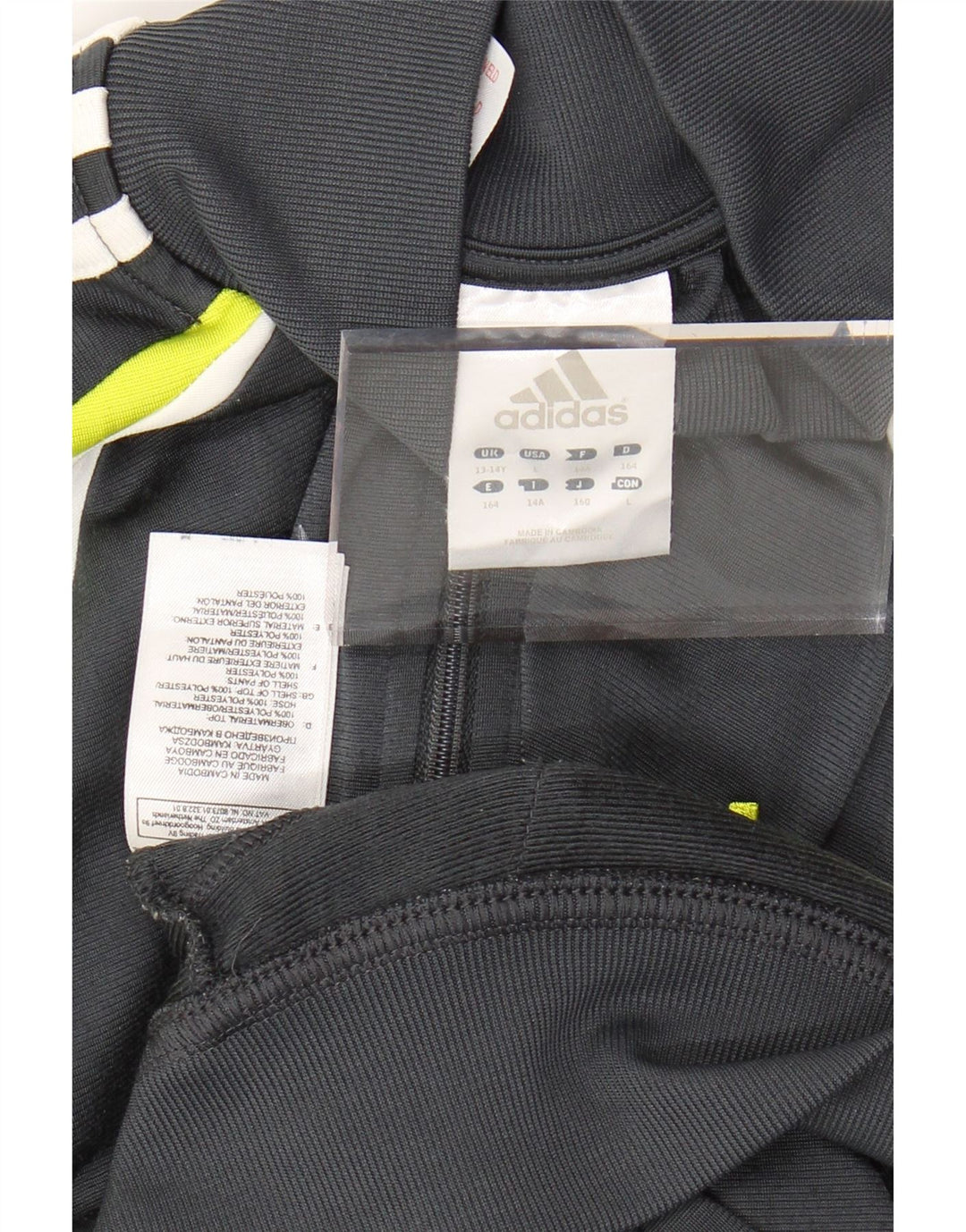 ADIDAS Jungen-Trainingsanzug-Top-Jacke, 13–14 Jahre, graues Colourblock-Polyester