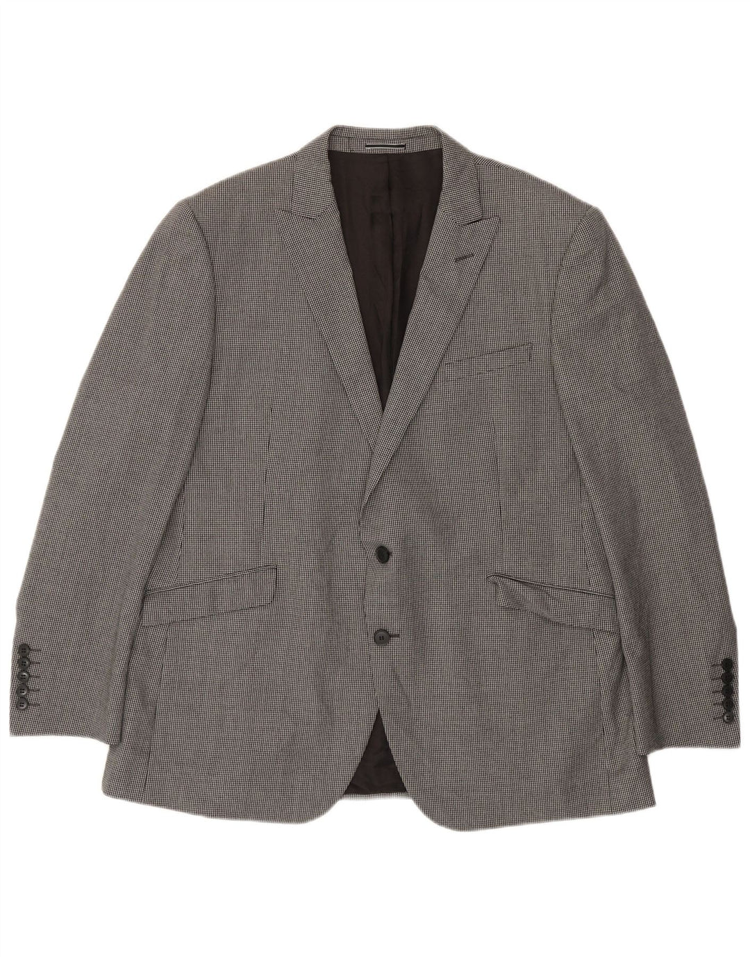 Marks & Spencer Herren-Blazer mit 2 Knöpfen, UK 46 3XL, graue Wolle mit Hahnentrittmuster