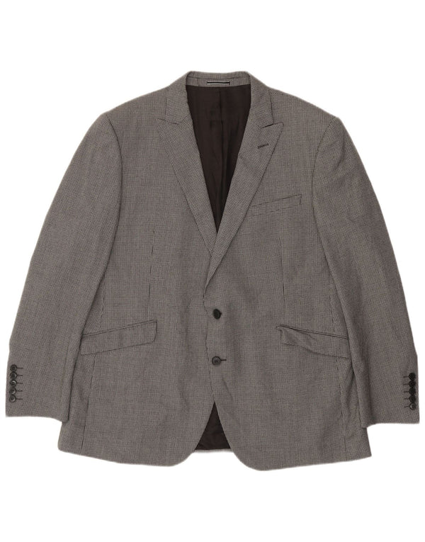 Marks & Spencer Herren-Blazer mit 2 Knöpfen, UK 46 3XL, graue Wolle mit Hahnentrittmuster