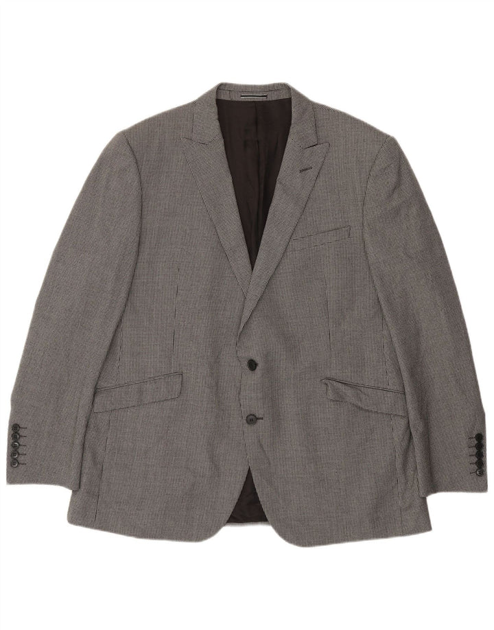 Marks & Spencer Herren-Blazer mit 2 Knöpfen, UK 46 3XL, graue Wolle mit Hahnentrittmuster