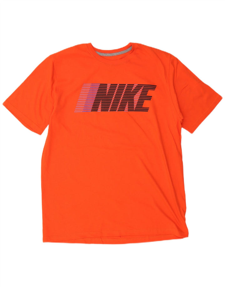 NIKE Herren-T-Shirt mit normaler Passform, Grafik, XL, Orange, Baumwolle