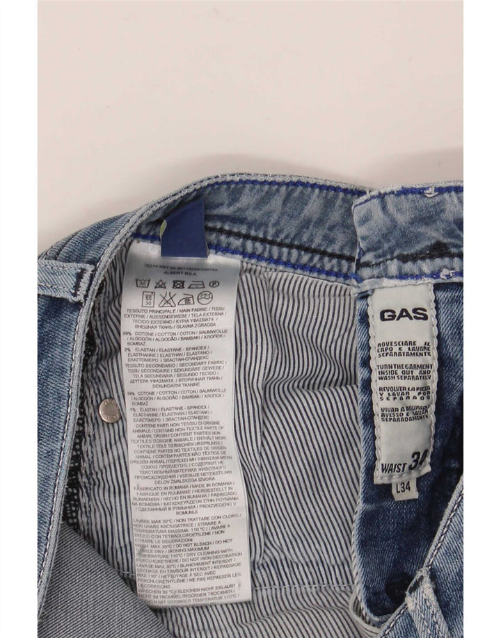Gas Herren Straight Jeans W34 L34 Blaue Baumwolle