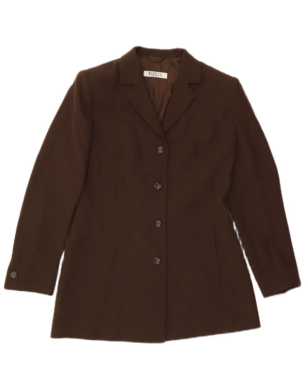 Marella Damen-Blazer mit 4 Knöpfen, UK 12, mittelbraun, klassische Wolle