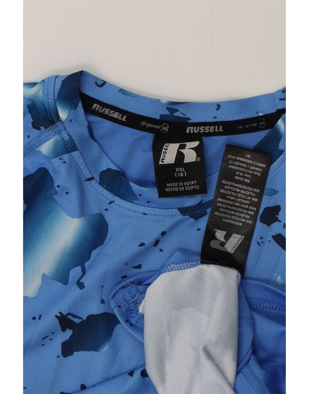 Russell Athletic Jungen Dri-Power T-Shirt Top 15–16 Jahre 2XL Blau Polyester