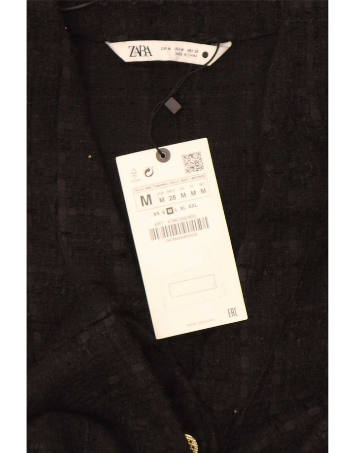 Zara Damen-Blazerjacke mit 6 Knöpfen, UK 14, mittelschwarz kariertes Polyester