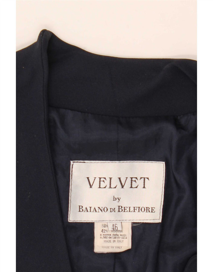 Vintage Damen 3-Knopf-Blazerjacke IT 46 Großes marineblaues Acetat