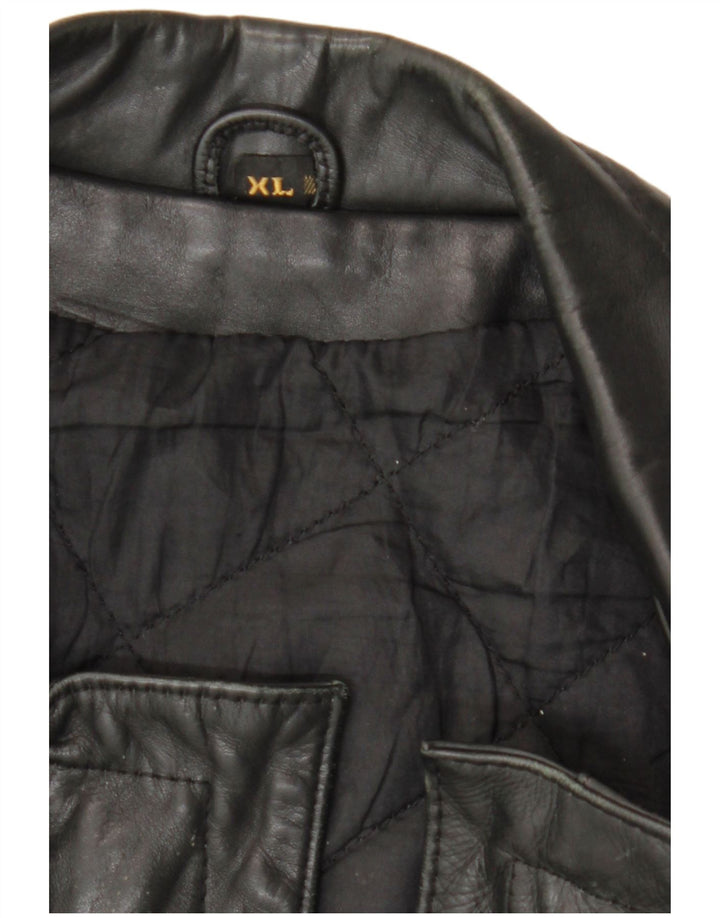 Vintage Herren Militärlederjacke UK 42 XL Schwarz