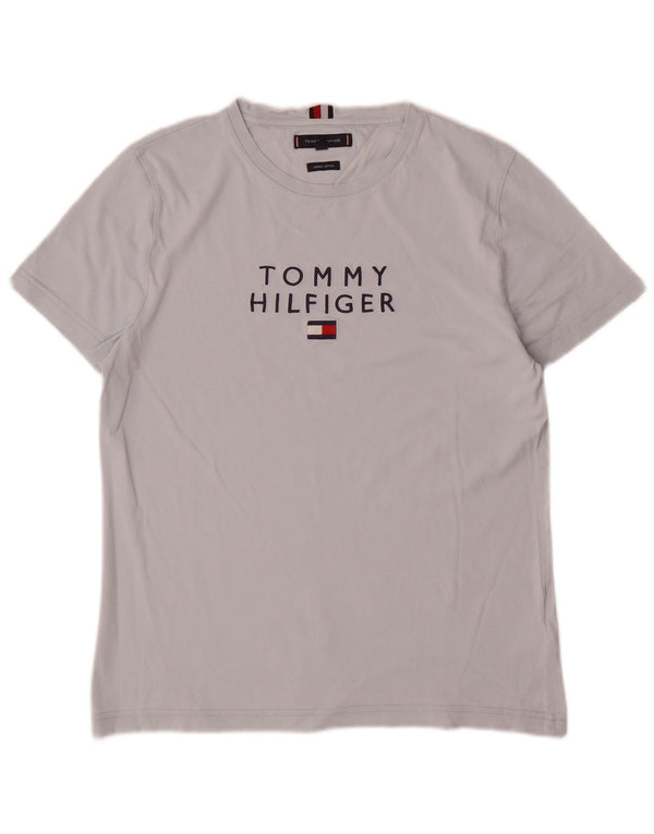 Tommy Hilfiger Herren-T-Shirt mit Grafik, mittelgraue Baumwolle