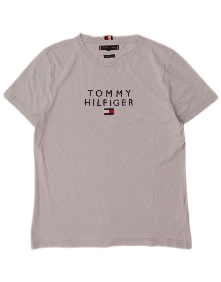Tommy Hilfiger Herren-T-Shirt mit Grafik, mittelgraue Baumwolle