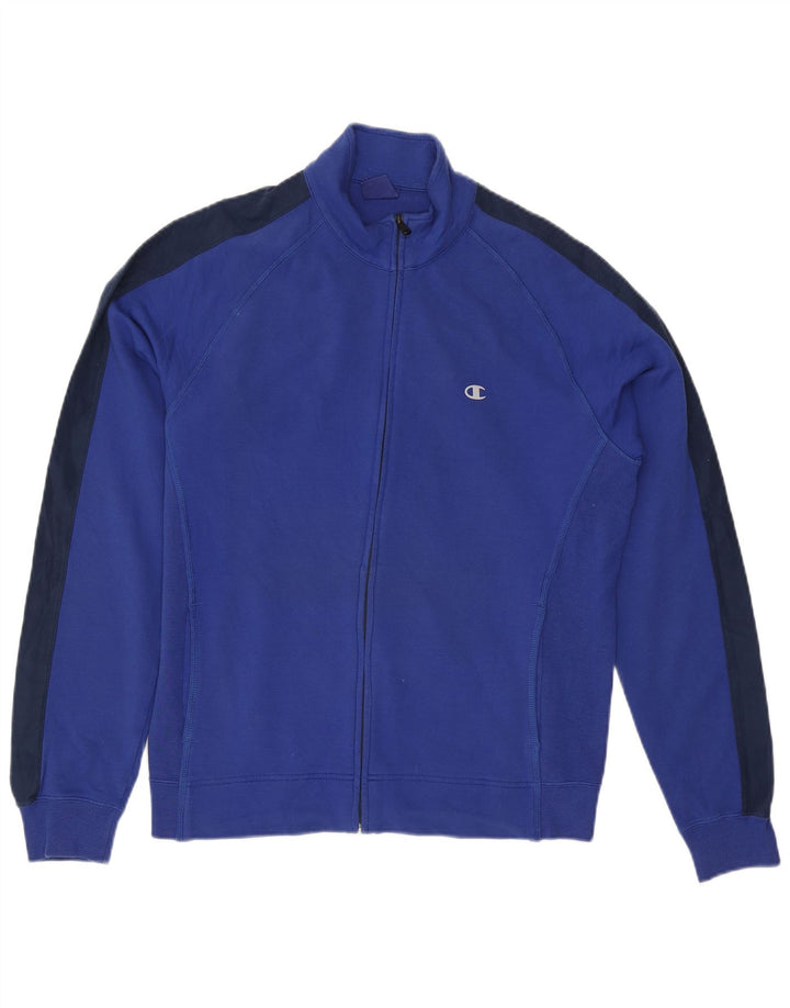 Champion Herren-Trainingsanzug-Top-Jacke, große blaue Colourblock-Baumwolle