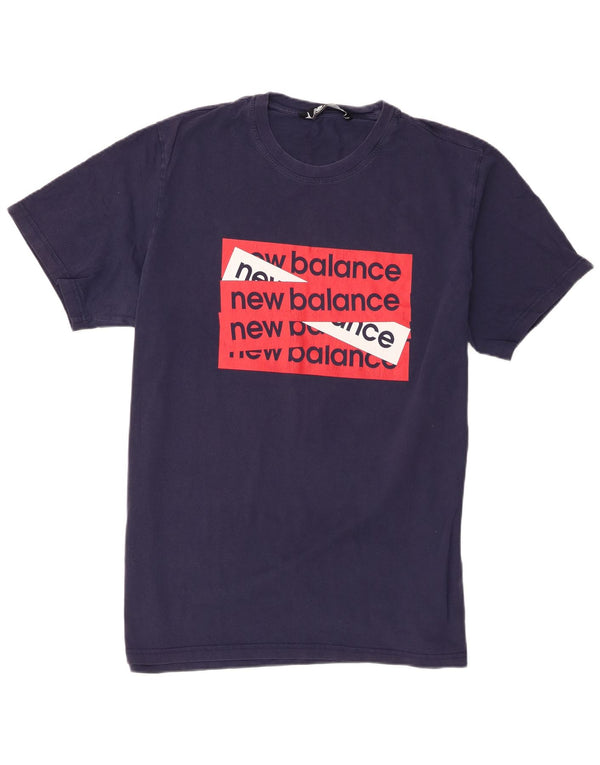 New Balance Herren Grafik T-Shirt Top 2XL Marineblau Baumwolle