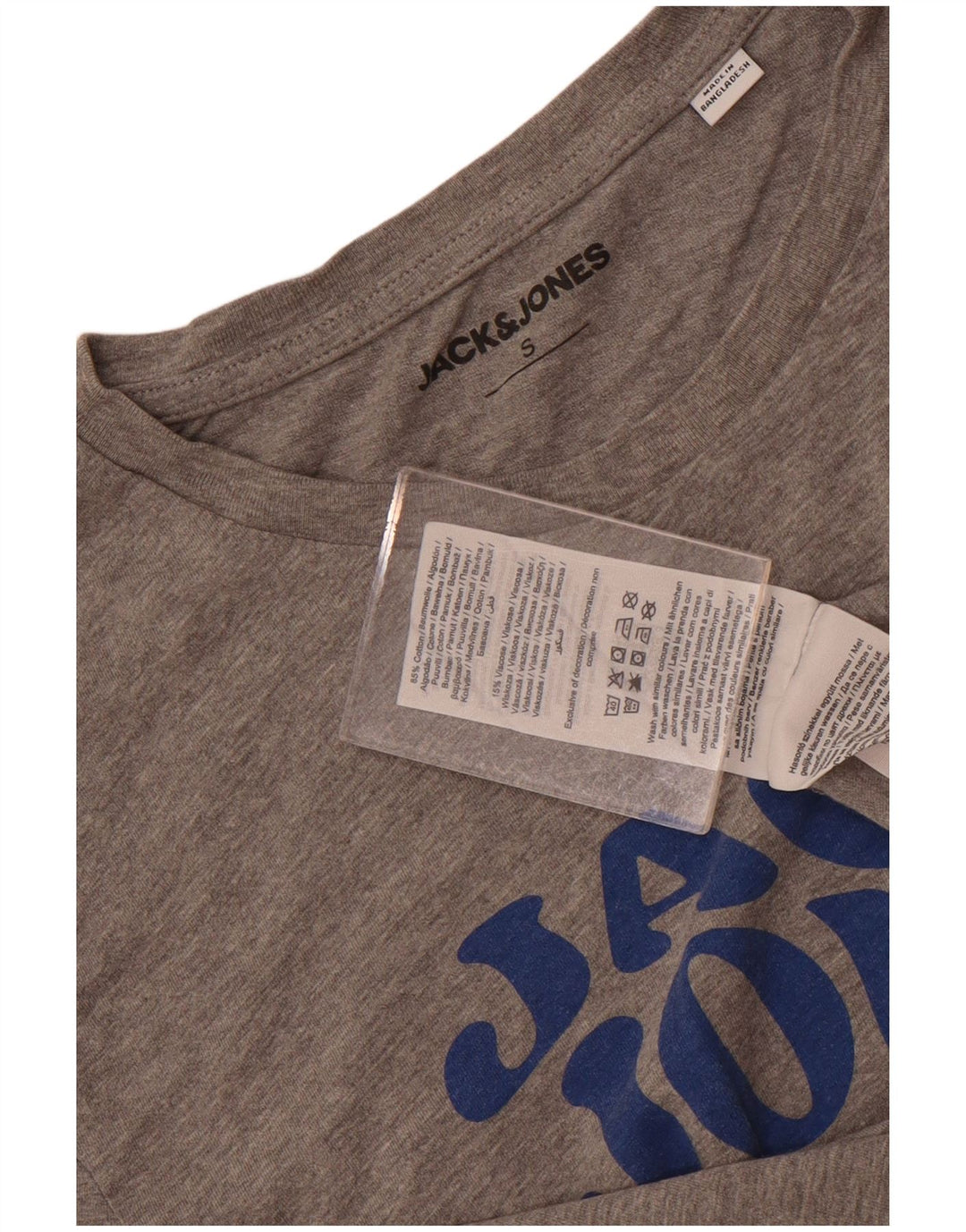Jack & Jones Herren-T-Shirt mit Grafik, Größe S, grau gesprenkelte Baumwolle