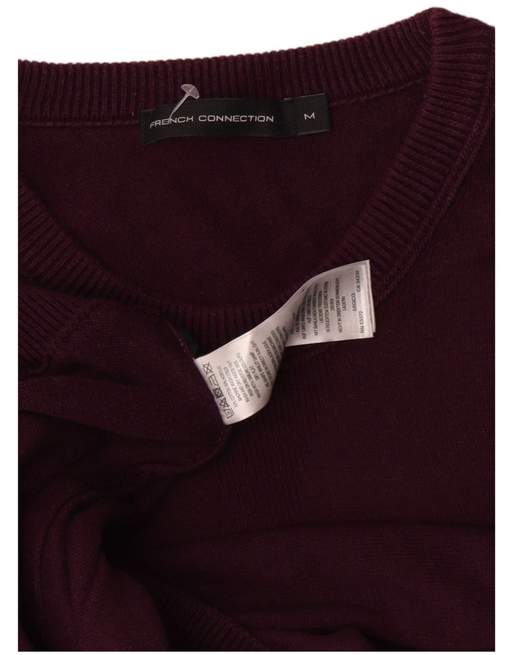 French Connection Herren-Pullover mit Rundhalsausschnitt, mittelgroße burgunderrote Baumwolle