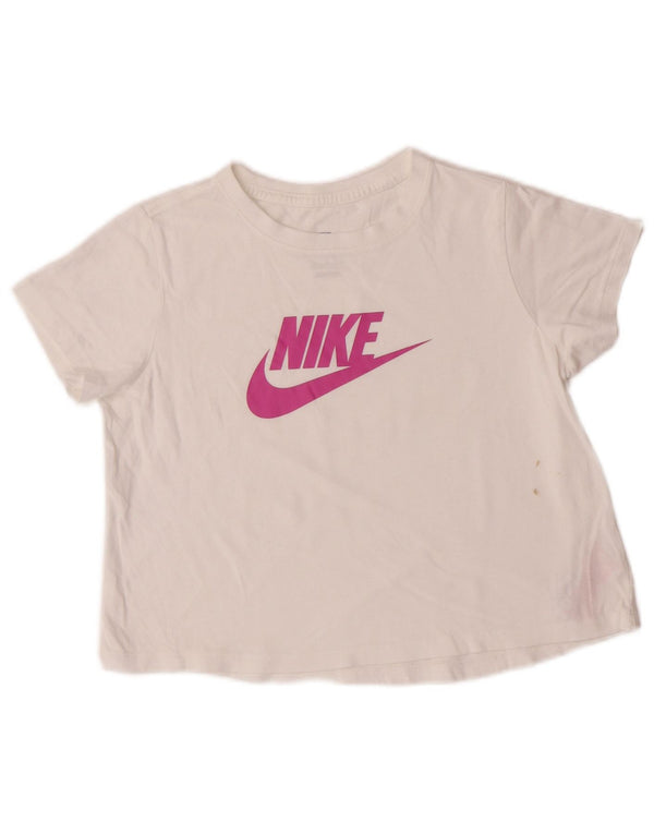 Nike Mädchen-T-Shirt mit Grafik, 12–13 Jahre, Größe L, weiße Baumwolle