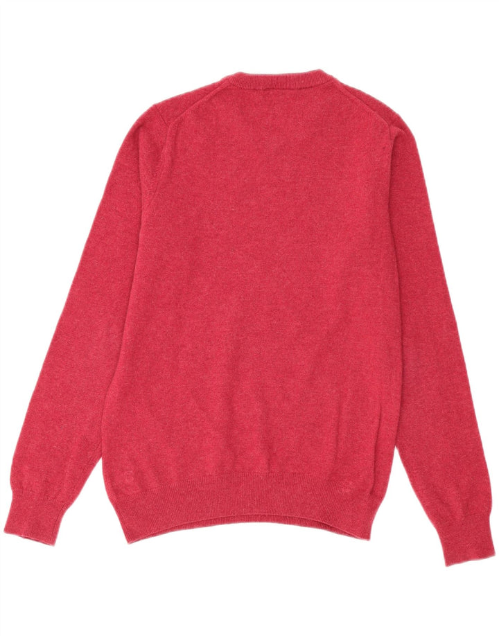 Lacoste Herren-Pullover mit Rundhalsausschnitt, Größe 3, kleine rosafarbene Schurwolle