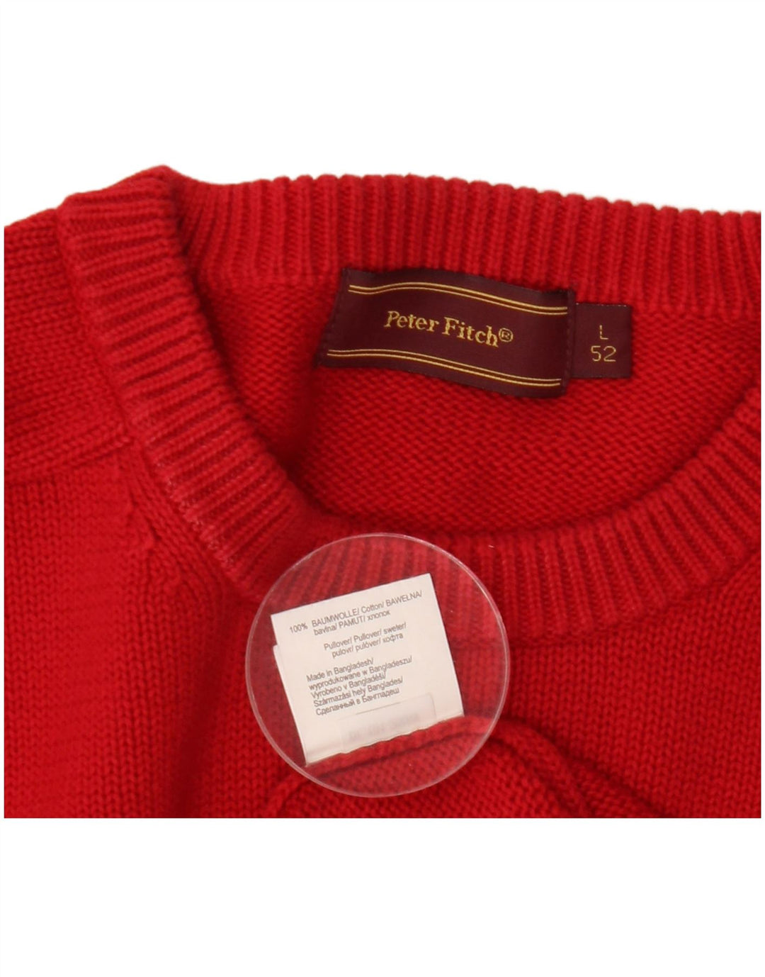Peter Fitch Herren-Pullover mit Rundhalsausschnitt, groß, aus roter Baumwolle