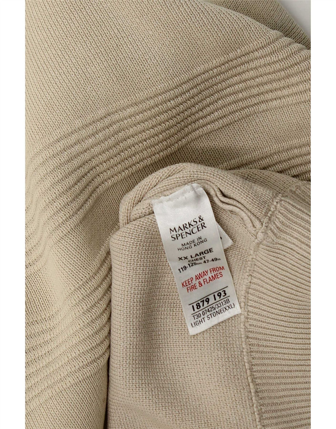 Marks & Spencer Herren-Pullover mit Reißverschluss am Hals, 2XL, beige Baumwolle