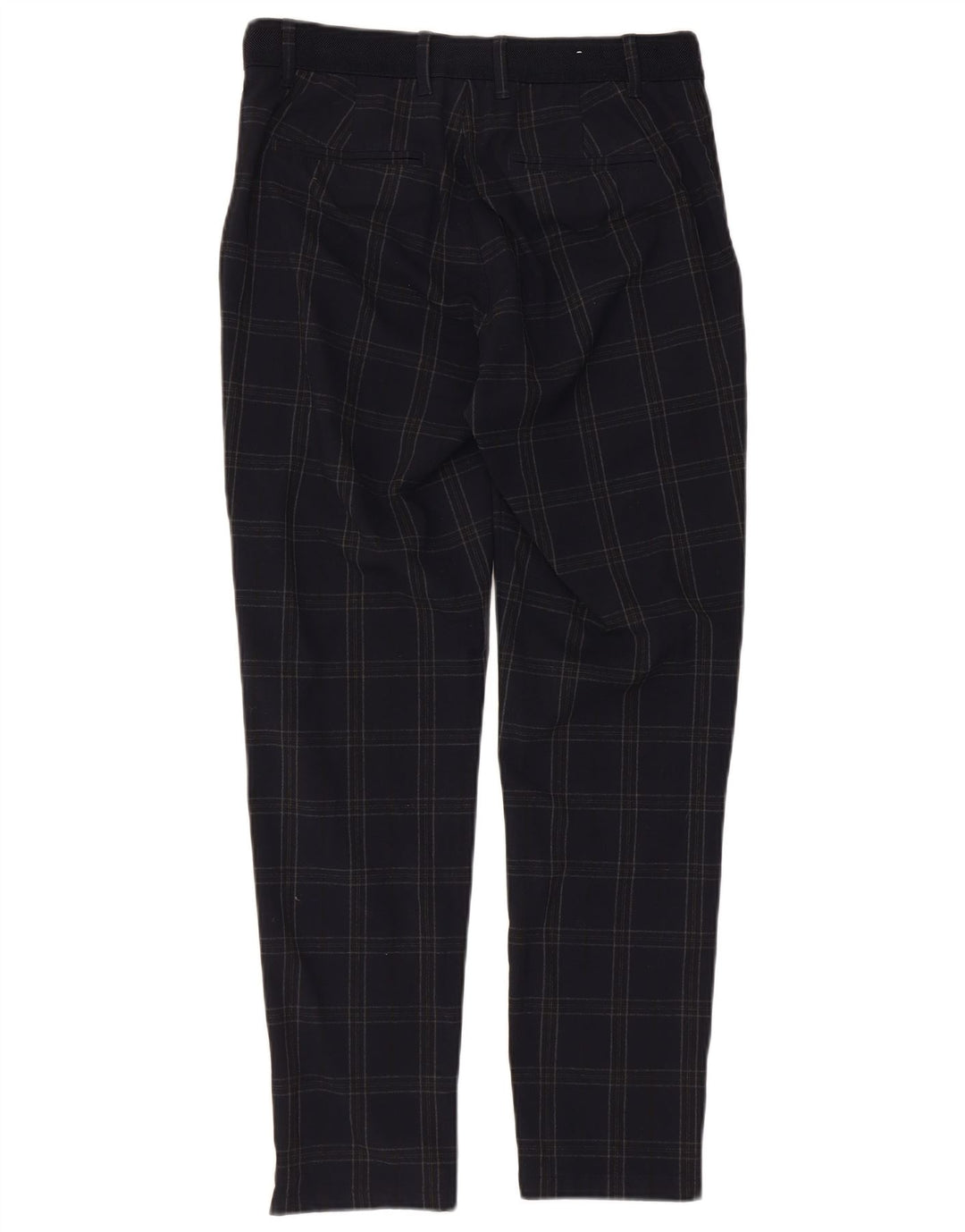ZARA Slim Chino-Hose für Herren, Größe S, W30, L29, marineblau, kariert, Polyester