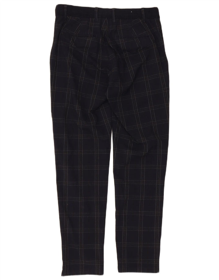 ZARA Slim Chino-Hose für Herren, Größe S, W30, L29, marineblau, kariert, Polyester