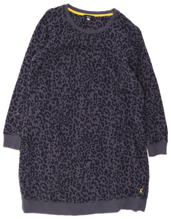 Joules Langarm-Pulloverkleid für Damen UK 12 Mittelmarineblau mit Tiermuster