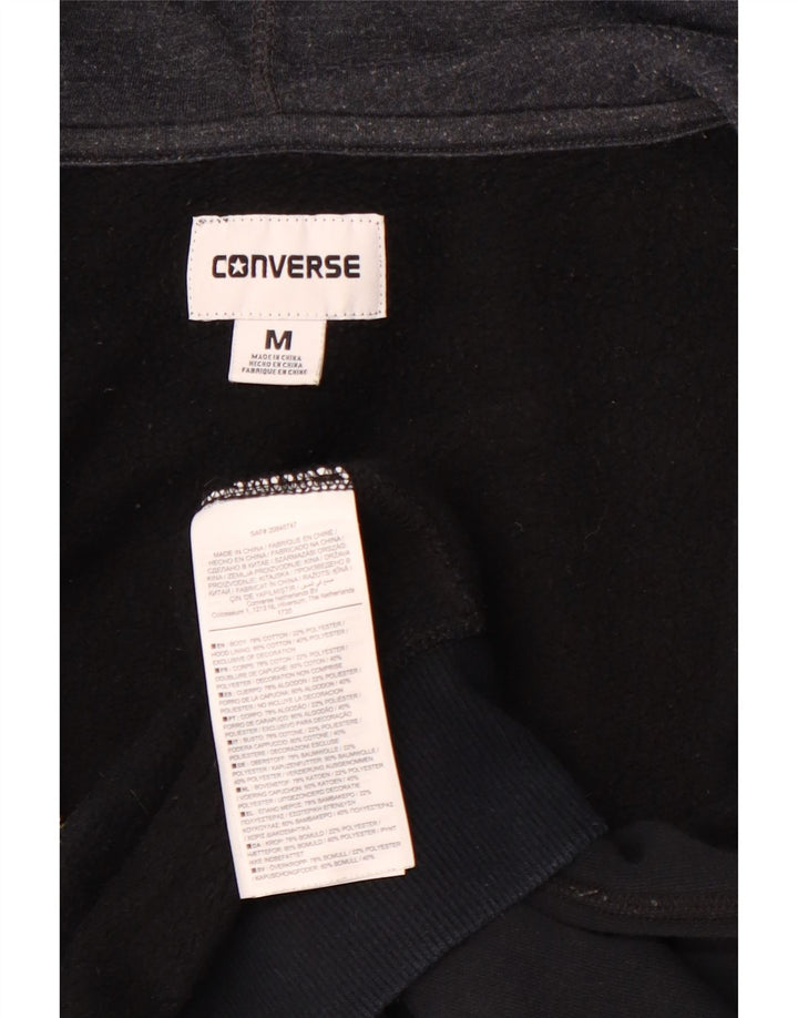 CONVERSE Damen Chuck Taylor Zip Hoodie Pullover UK 14 Mittelschwarze Baumwolle