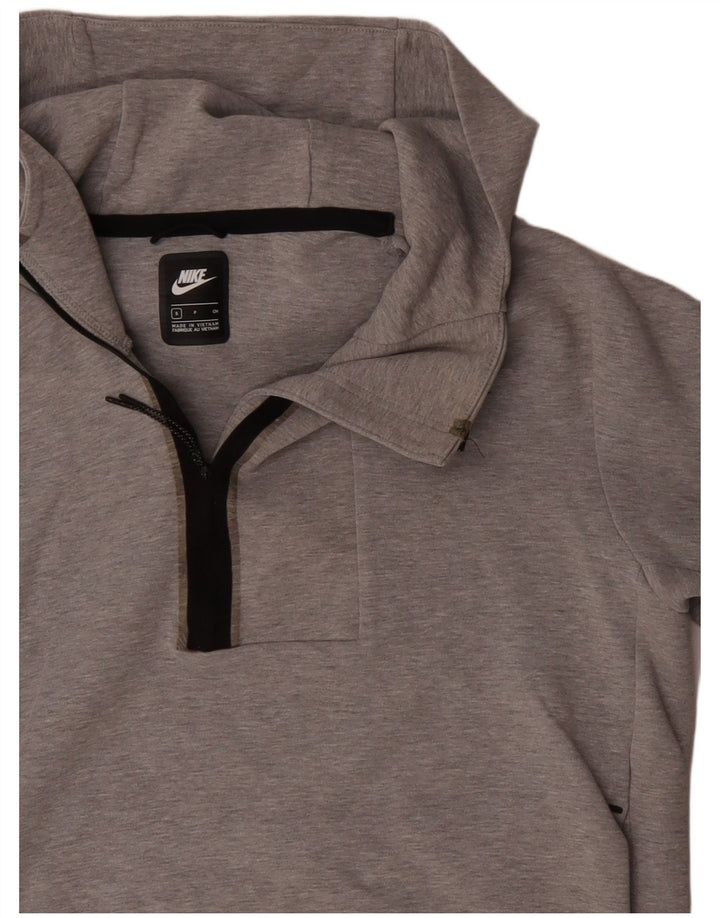 Nike Damen-Pullover, übergroß, mit Reißverschluss, Kapuzenpullover, Gr. 10, Größe S, Grau meliert