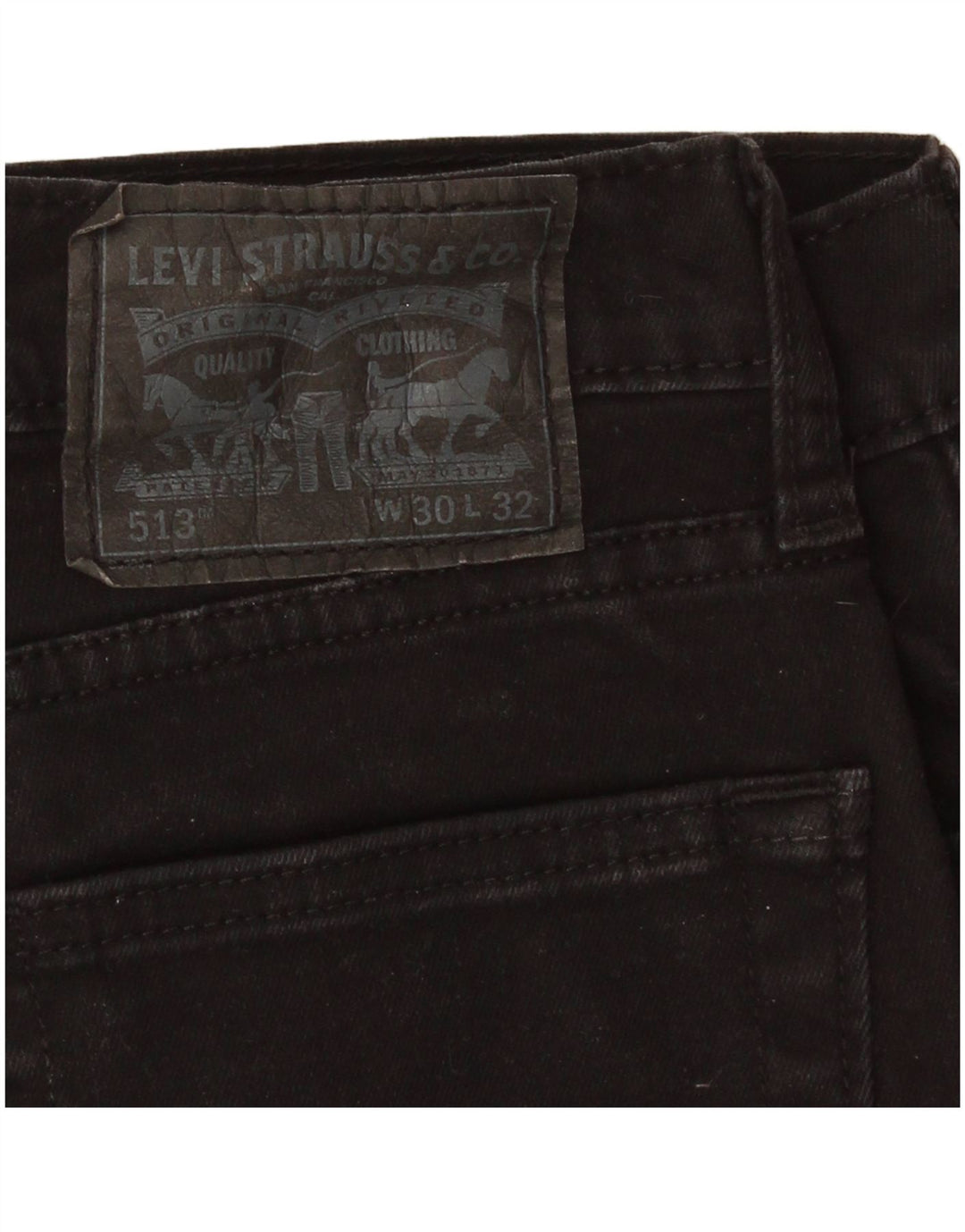 Levi's Herren 513 Slim Straight Jeans W30 L32 Schwarze Baumwolle