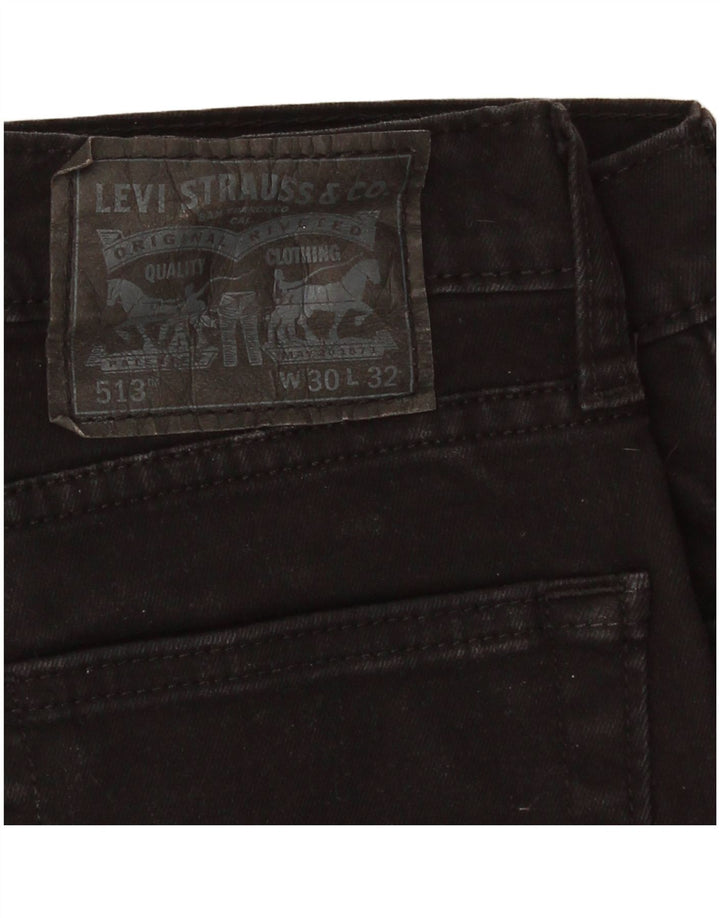 Levi's Herren 513 Slim Straight Jeans W30 L32 Schwarze Baumwolle