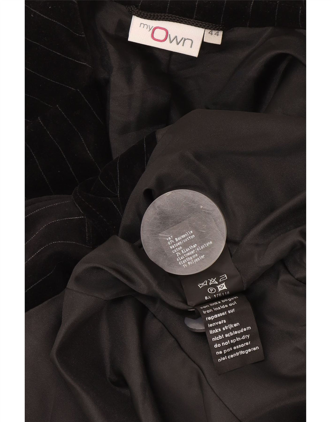 My Own Damen-Blazer aus Samt mit 2 Knöpfen, IT 44, mittelschwarz, Nadelstreifen