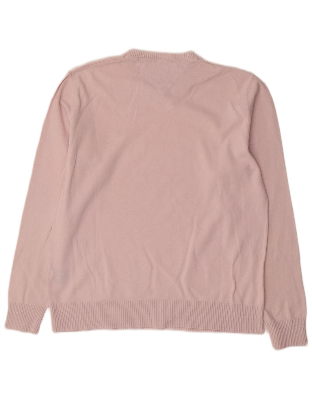 Tommy Hilfiger Herren-Pullover mit V-Ausschnitt aus mittelrosa Baumwolle