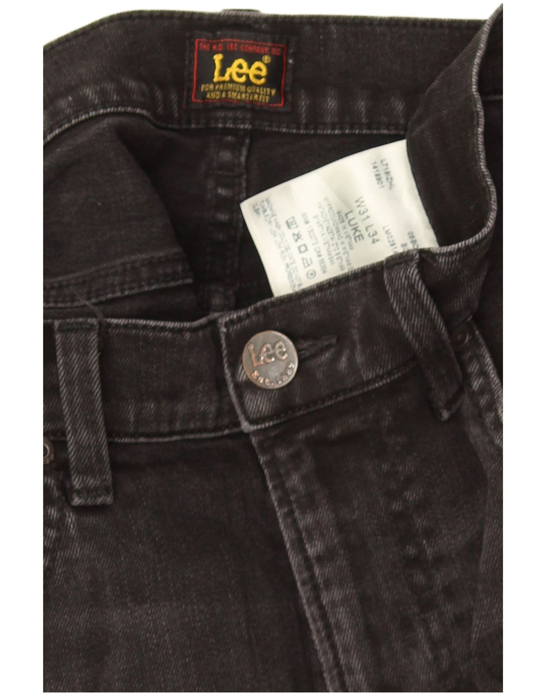 Lee Herren Luke Slim Jeans W31 L31 Schwarze Baumwolle